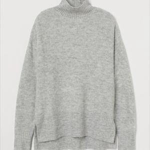 H&M Divided Oversized Knit Mock Turtleneck Grey Melange L